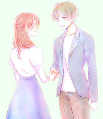 握手をするにこやかな男女