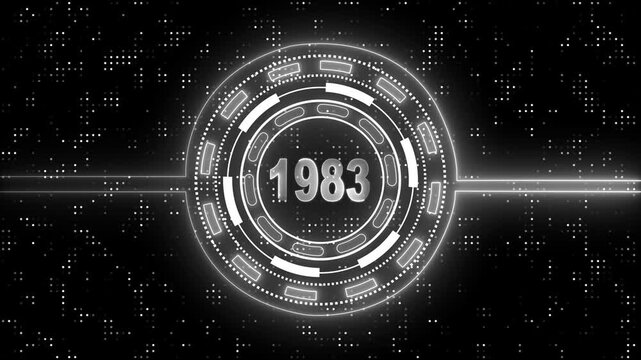 Virtual Technology Timeline Intro &ndash; 1983 Highlight. Cyber Technology Digital Timeline Motion Graphic &ndash; 1983