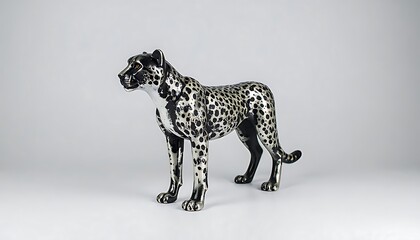 Black and silver cheetah figurine.