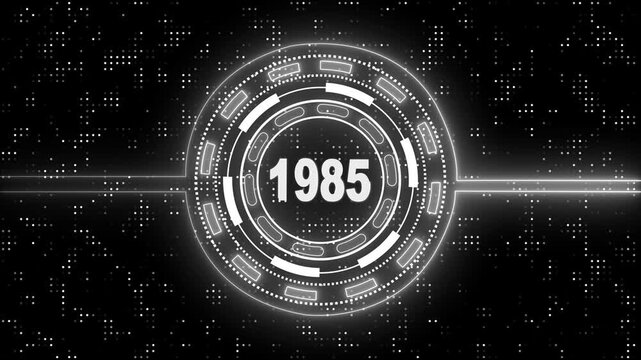 Virtual Technology Timeline Intro &ndash; 1985 Highlight. Cyber Technology Digital Timeline Motion Graphic &ndash; 1985
