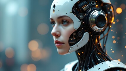 Fototapeta premium AI Robot and Cybot: The Future of Artificial Intelligence in Computer Science and Digital Technology