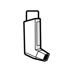 Obraz premium Asthma inhaler in simple line art style on white background minimal outline icons on the theme of medications and pharmacy icon