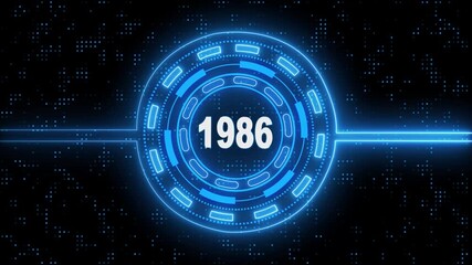 Virtual Technology Timeline Intro – 1986 Highlight. Cyber Technology Digital Timeline Motion Graphic – 1986