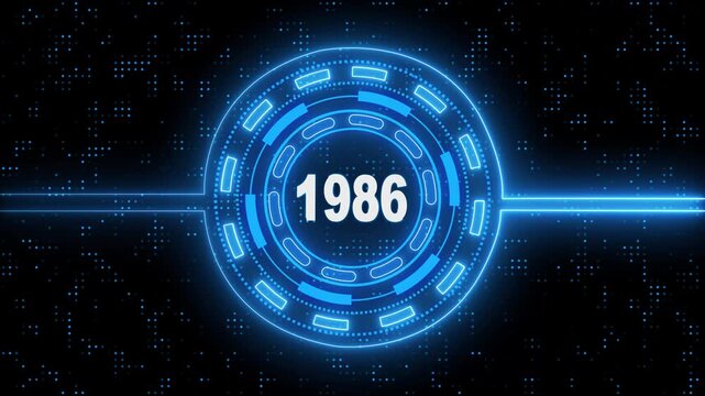 Virtual Technology Timeline Intro &ndash; 1986 Highlight. Cyber Technology Digital Timeline Motion Graphic &ndash; 1986