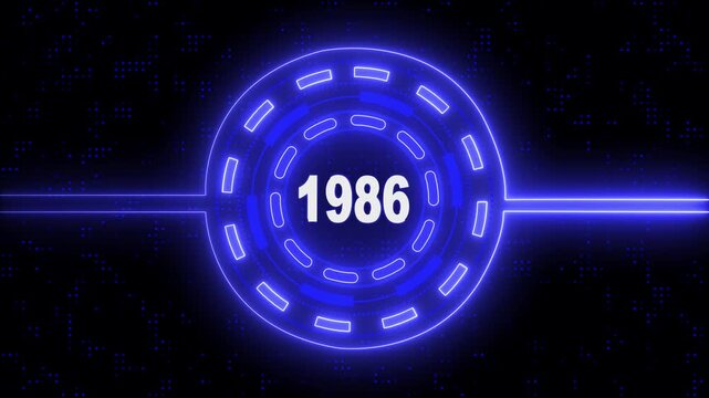 Virtual Technology Timeline Intro &ndash; 1986 Highlight. Cyber Technology Digital Timeline Motion Graphic &ndash; 1986