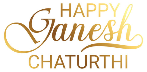 Ganesh Chaturthi  calligraphy Text design. Happy Ganesh chaturthi. typography for happy ganesh chaturthi greeting on white background for hindu spiritual celebration and festive poster use .