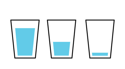 Vector Water Glasses Set. Vector flat editable illustration set off glasses of water