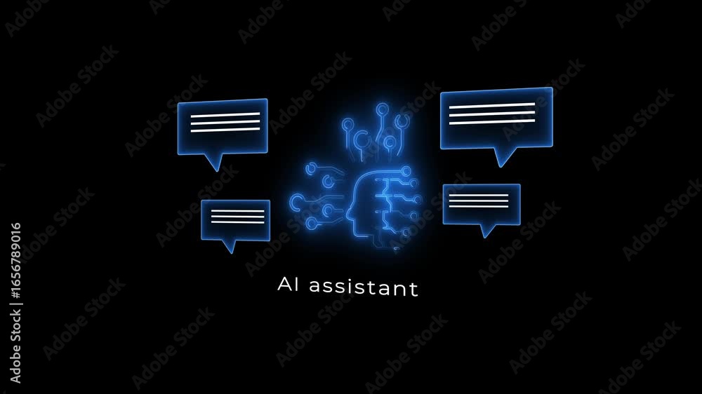 Fototapete ai assistant interface concept on the black background. representing artificial intelligence support