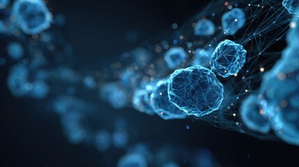 glowing blue cells network flow