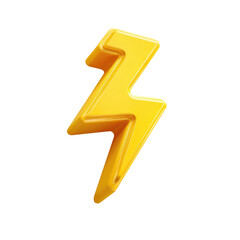 3D rendered, stylized, golden lightning bolt