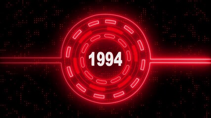 1994 text with screen neon effects of technological failures.  Past year technology concept ..