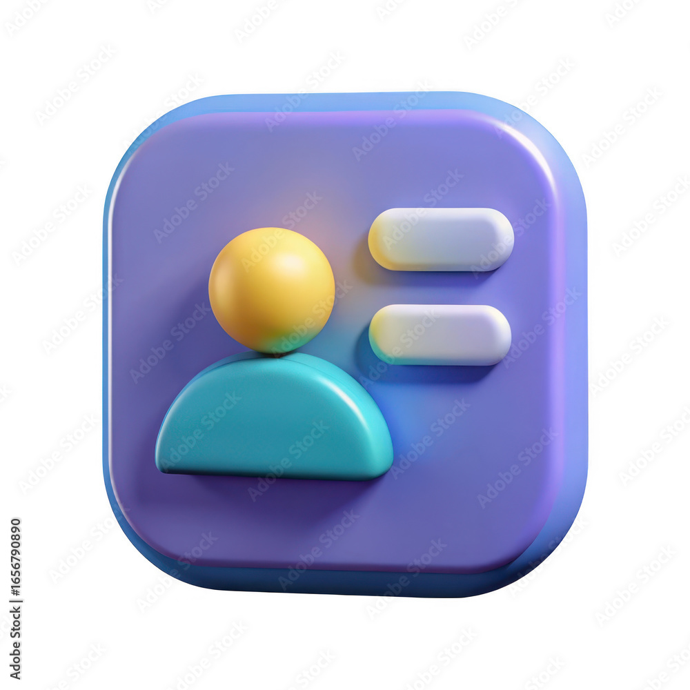 Poster 3d user profile icon isolated on transparent background