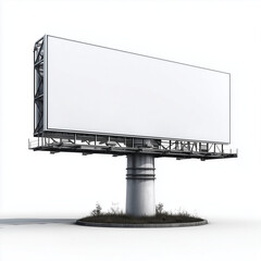 Large blank billboard displaying empty white space for advertisement on white background