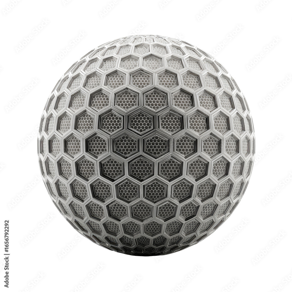 Fototapete gray sphere with a repeating hexagonal grid pattern