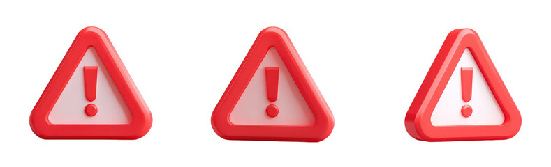 Three red triangular warning signs with white exclamation points (1)
