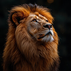 Close-up of lion's face.