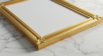 Golden frame on a marble background