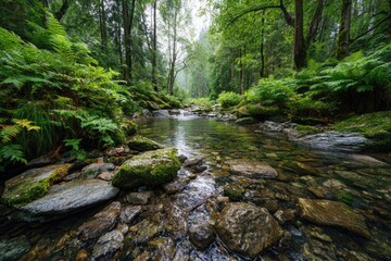 Obraz premium Tranquil forest stream (1)