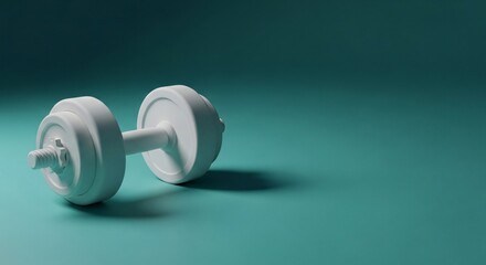 Minimalist White Dumbbell on Teal Background