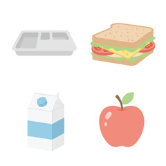 Vector objects, School Meals Illustrations: School Lunch Tray, Objects And Design. Vector art and Graphics - object food graphics