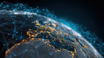 Fototapeta premium Digital Earth with interconnected luminous paths, network connection, global business.