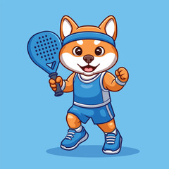 Shiba Inu Padel Cartoon Character – Cute Sports Illustration
