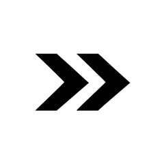 Two bold black arrows pointing right, against a solid black background