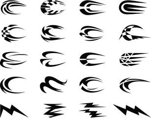 A Collection of Black and White Silhouette Illustrations of Various Mushroom Types