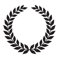 Elegant black laurel wreath symbolizing victory achievement and classical design element