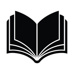 Black open book icon with white pages and spine reading literature