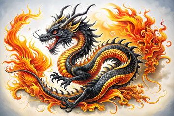 chinese dragon on black background