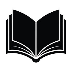 Black open book with white pages and binding symbol reading knowledge