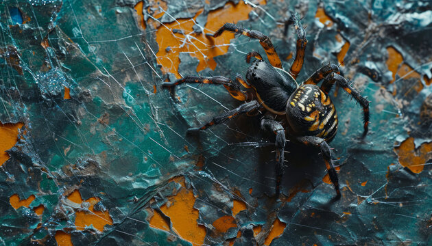 blue and yellow spider