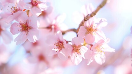 Obraz premium Cherry Blossom Season: Masses of Pink Blooms in Parks and Gardens