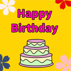 happy birthday card with cake