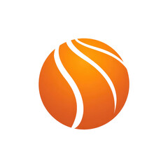 Orange sphere with three curved, dark lines