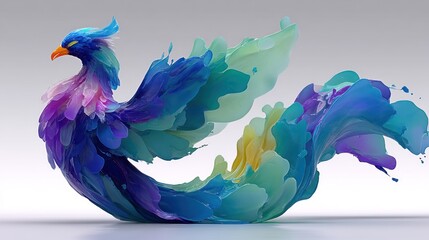 Obraz premium Abstract, vibrant, fluid bird