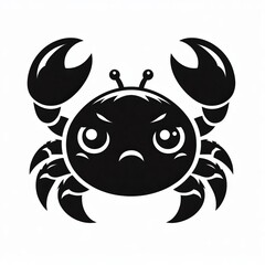 Obraz premium Cute grumpy black crab cartoon character with big claws
