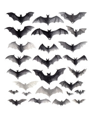 Naklejka premium Watercolor halloween bat flock isolated on transparent background