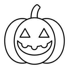 Black outline of a smiling jack o lantern pumpkin with triangular eyes halloween spooky