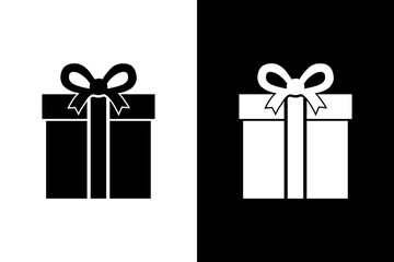 Gift Icon Black and White Present Box Design