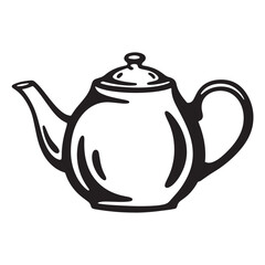 Obraz premium Simple black and white vector illustration of a teapot for tea time enjoyment.