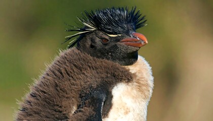 Fototapeta premium Close-up of a young Eudyptes penguin