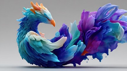 Obraz premium Mythical bird, vibrant colours, fluid feathers