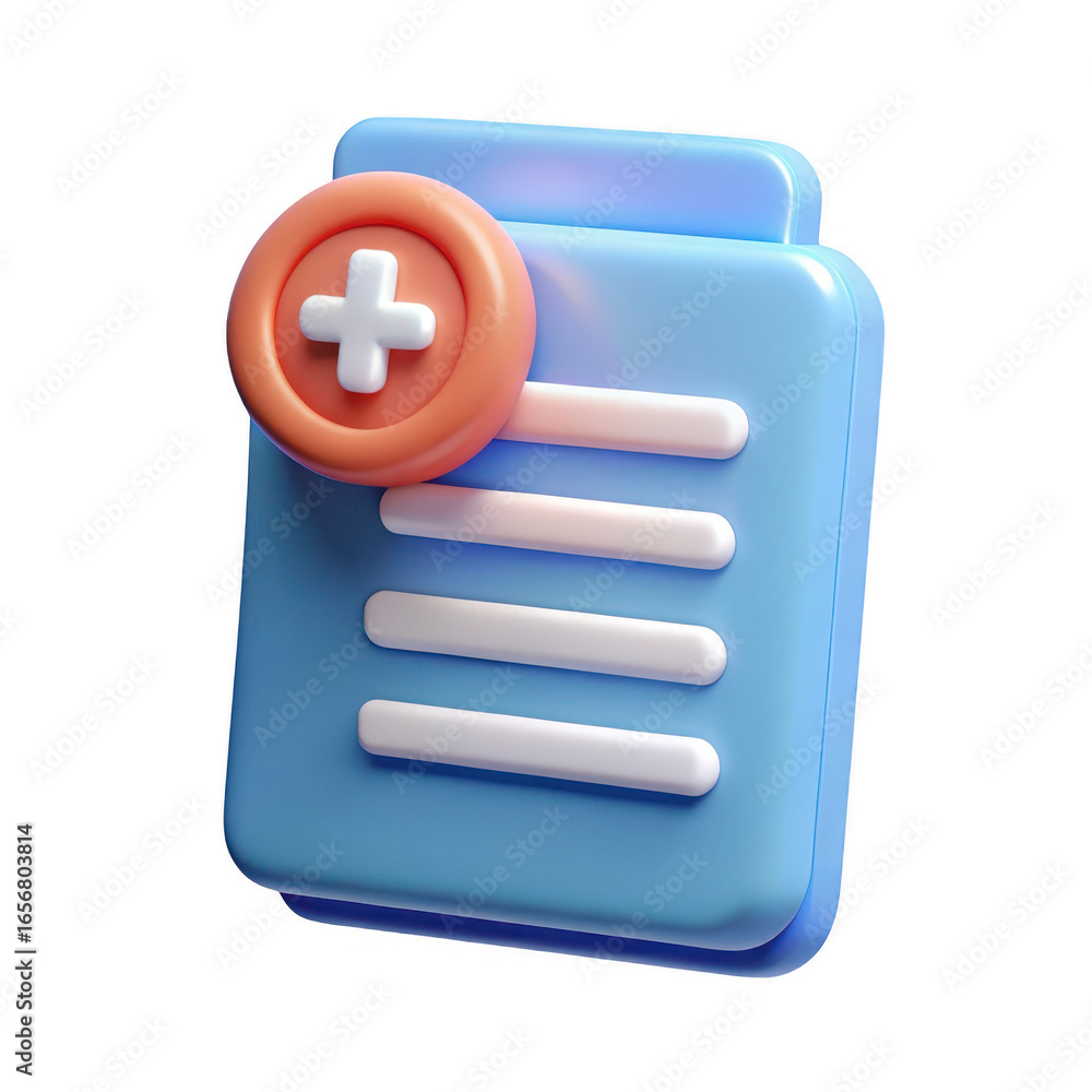 Poster 3d add document icon isolated on transparent background