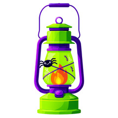 Obraz premium Halloween lantern with spider and pumpkin decoration isolated on transparent background