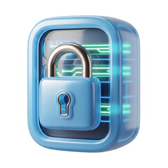 Cybersecurity lock icon isolated on transparent background