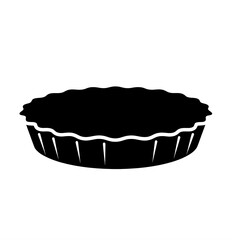 Isolated black silhouette of a pie dish on white background