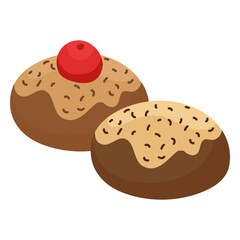 Cake pastry cherry flat