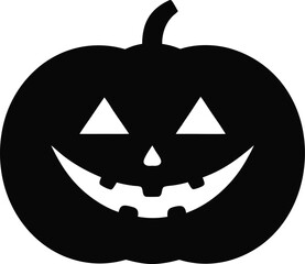 Carved Pumpkin Face Halloween Icon Silhouette